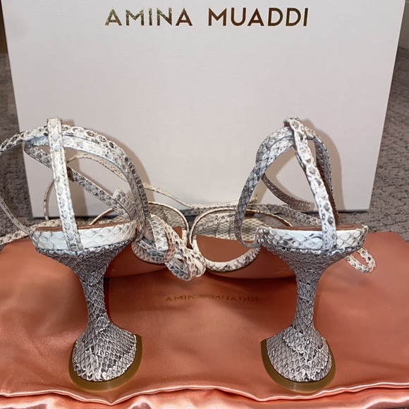 Amina Muaddi Vita Sandal wrap nSnakeskin sz 38 - Picture 4 of 8